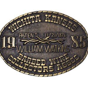 Barbed Wire Collectors Belt Buckle 1985 William Watkins Barbwire Wichita Kansas